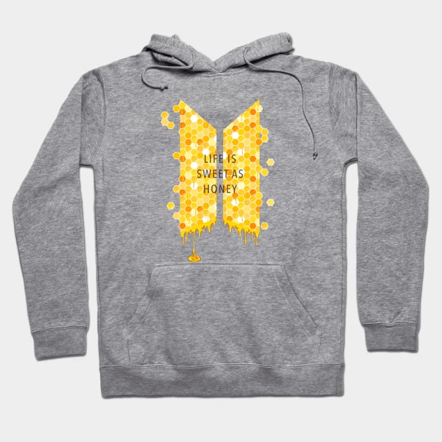 Life is sweet as honey, Honey Comb, Yellow, Dripping honey K-Pop BTS Dynamite Hoodie by SemDesigns